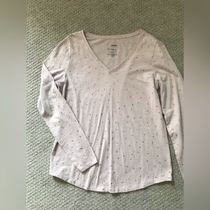 5/$15 Sonoma Women’s Blush Pink and Gold Polka Dot Long Sleeve Tee